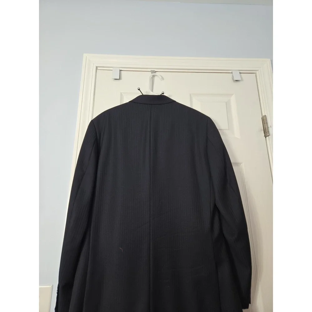 Kenneth Cole Pinstriped Black Suit 2 Piece Wool 40 Regular 34